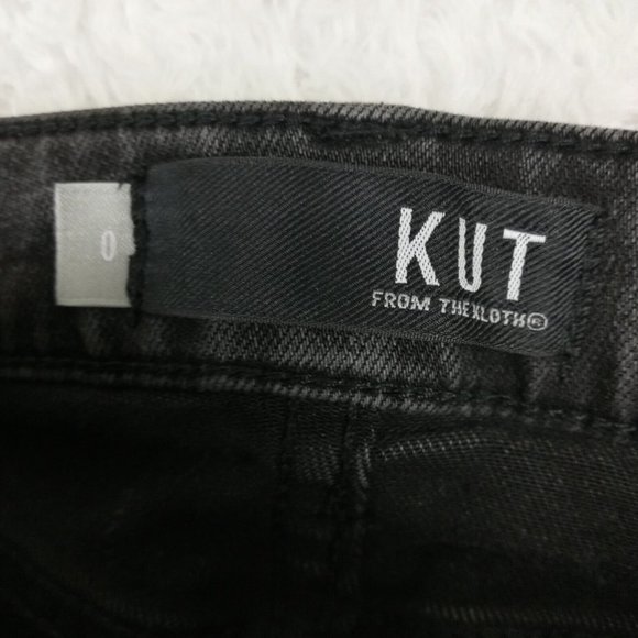 Kut From the Kloth Womens Jeans Connie Skinny Ankle Denim Black Wash Raw Hem 0 - Picture 11 of 11